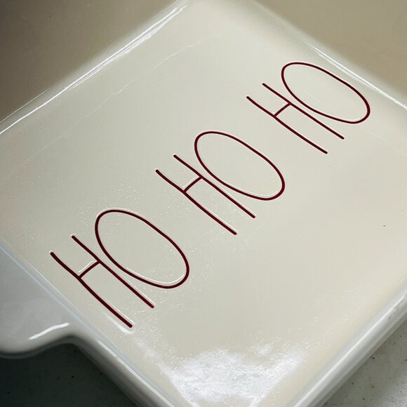 Rae Dunn "HO HO HO" Square Baking / Casserole Dish New Red Print - Picture 6 of 6